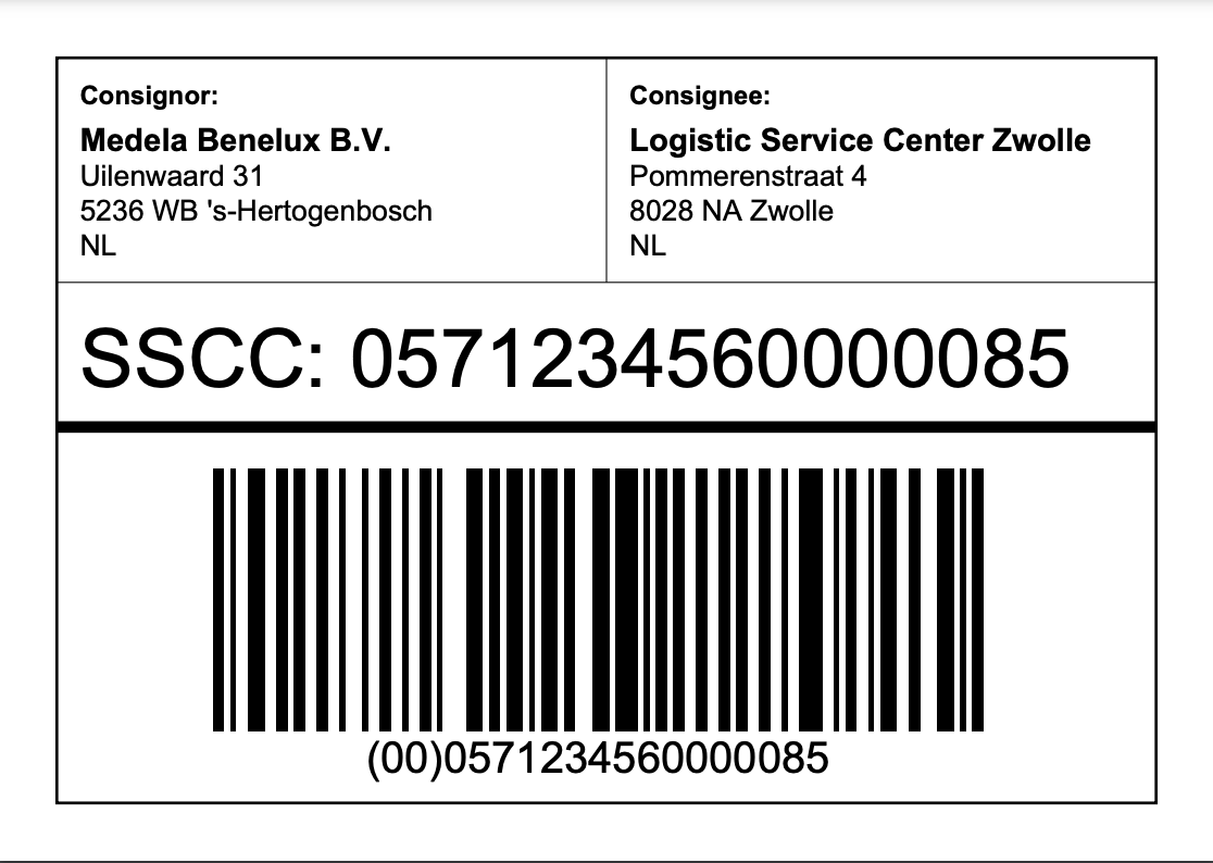 SSCC Label example